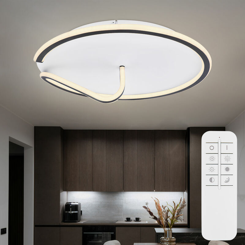 foto del prodotto etc shop plafoniera led soggiorno plafoniera nera luce notturna rotonda dimmerabile con telecomando, metallo acrilico, cct, 1x led 50 watt 2400 lm,