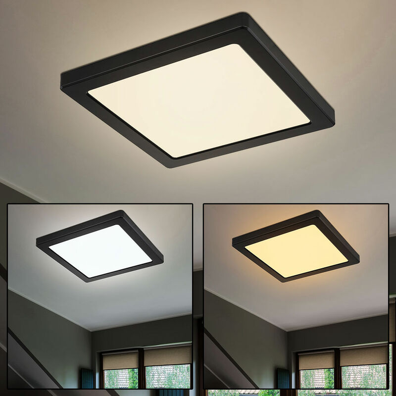 foto del prodotto etc shop plafoniera pannello soffitto, lampada soggiorno led, nero, colore luce regolabile, cct, 18w 1400lm bianco caldo bianco freddo, lxpxh
