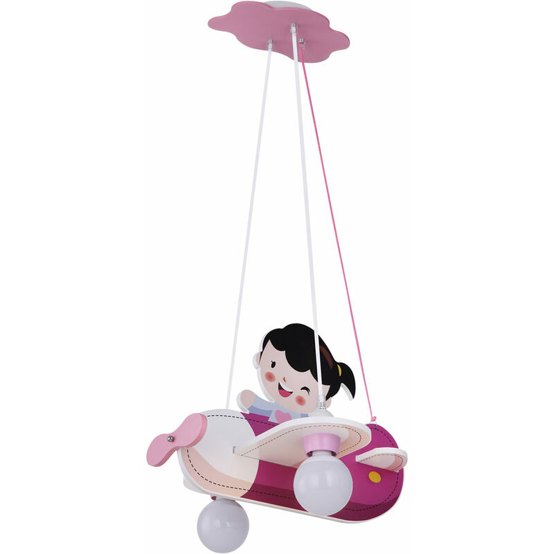 foto del prodotto etc shop plafoniera per bambini aeroplano telecomando luce a sospensione dimmer rosa in set incl. lampadina led rgb