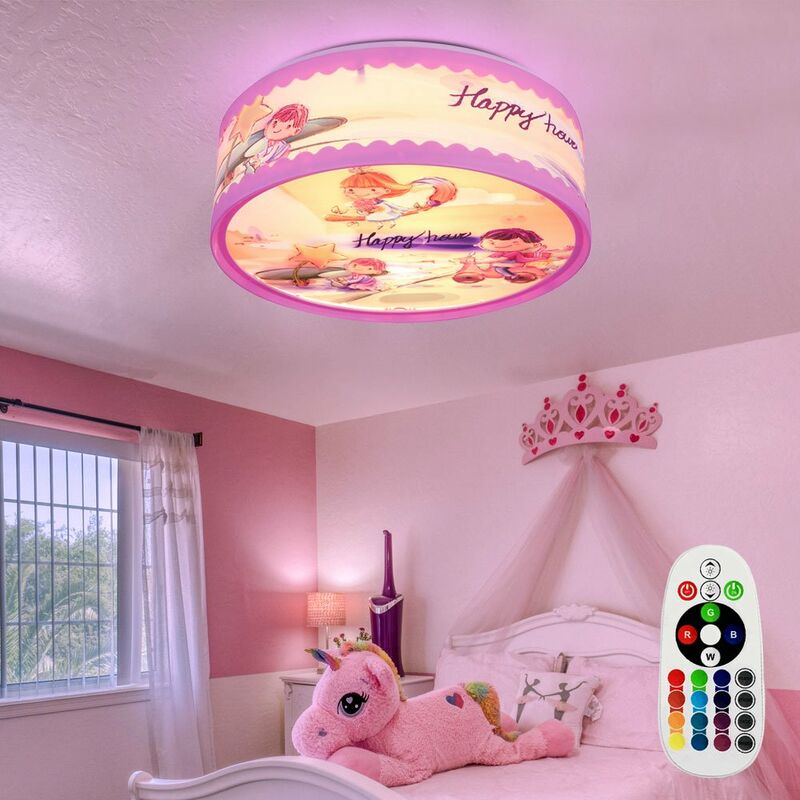 foto del prodotto etc shop plafoniera per bambini lampada colorata dimmerabile sala giochi telecomando in set incl. lampadine led rgb