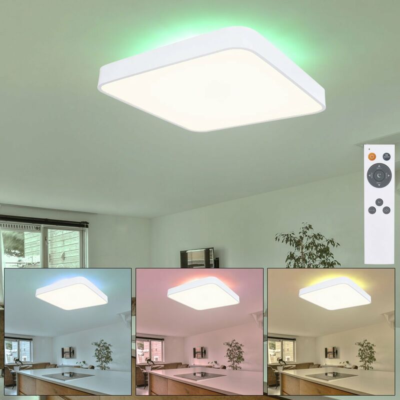 foto del prodotto etc shop plafoniera plafoniera lampada led soggiorno faretto a soffitto, circuito cct cambia colore retroilluminazione, bianco opale, dimmerabile,