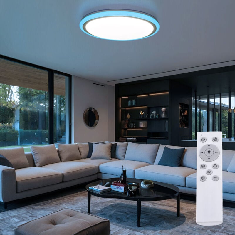 foto del prodotto etc-shop - plafoniera plafoniera soggiorno lampada camera da letto luce diurna, metallo plastica bianca, telecomando dimmerabile led rgb effetto stella, 32w 2150lm 2700k-5000k, d 40 cm