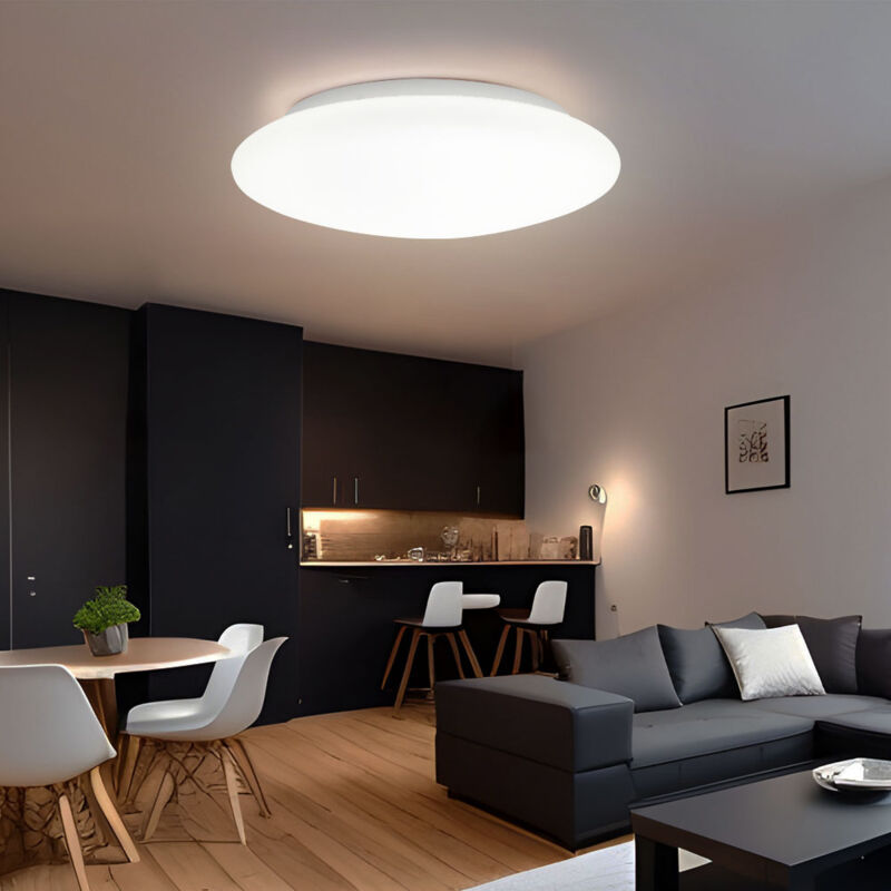 foto del prodotto etc shop plafoniera soggiorno lampada sala da pranzo lampada camera da letto plafoniera lampada corridoio, metallo vetro bianco rotondo, 1x led 18w