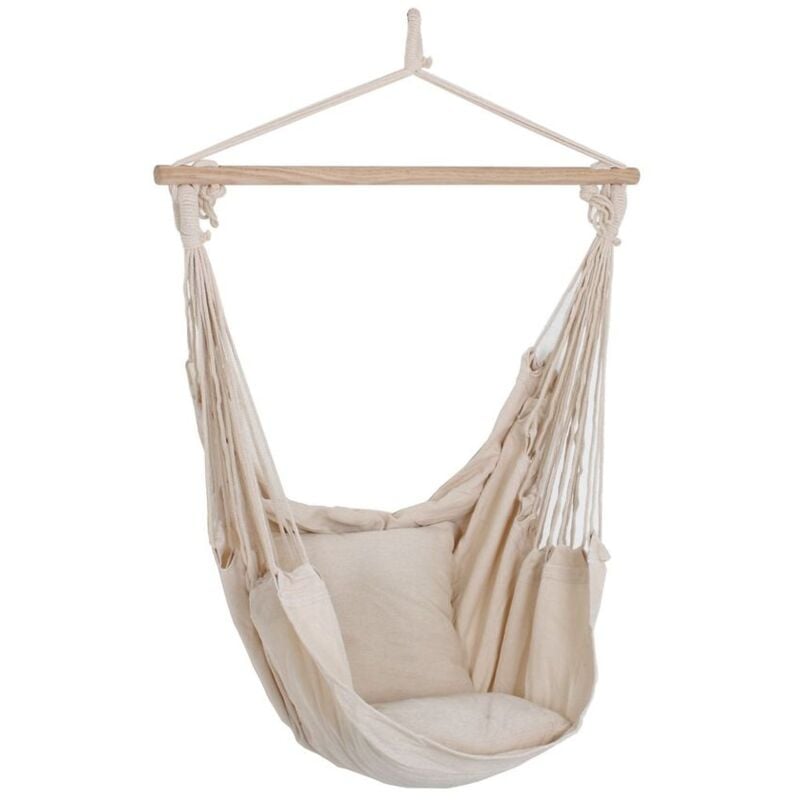 foto del prodotto etc shop sedia sospesa coperta di alta qualit opaca in legno tessile cotone beige