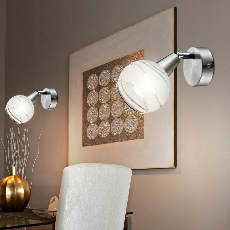 foto del prodotto etc shop set di 2 faretti led da parete soggiorno camera da letto lettura luci notturne lampade spot in vetro mobili