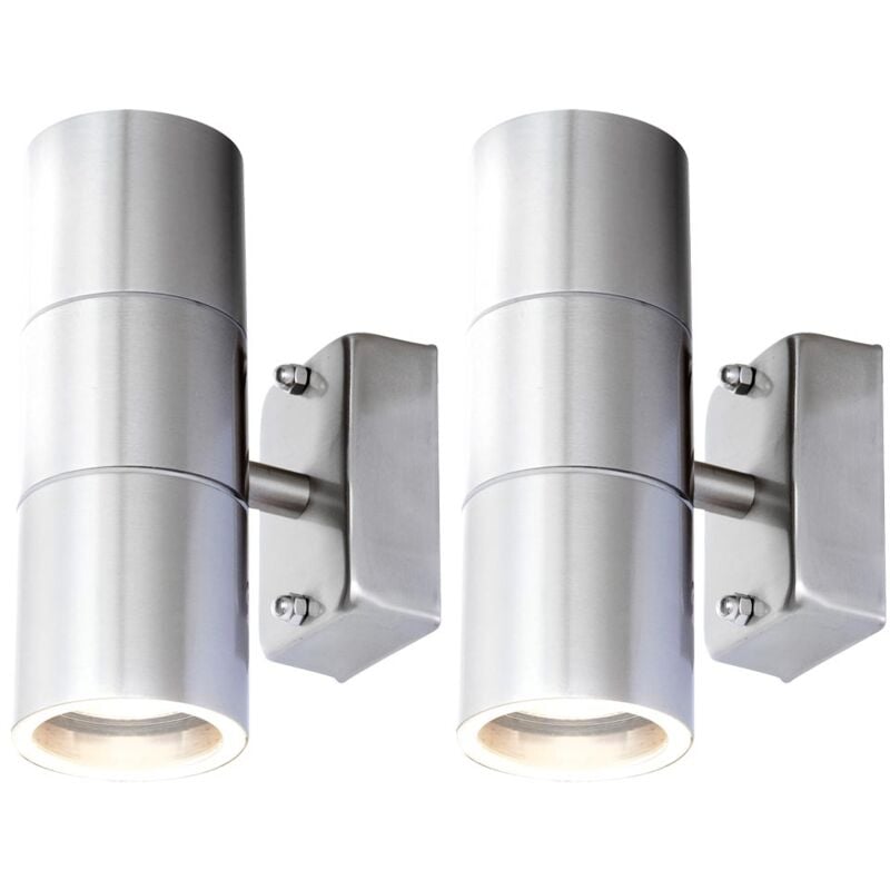 foto del prodotto etc shop set di 2 lampade da parete a led per facciate luci esterne up down faretti in acciaio inox illuminazione balcone giardino