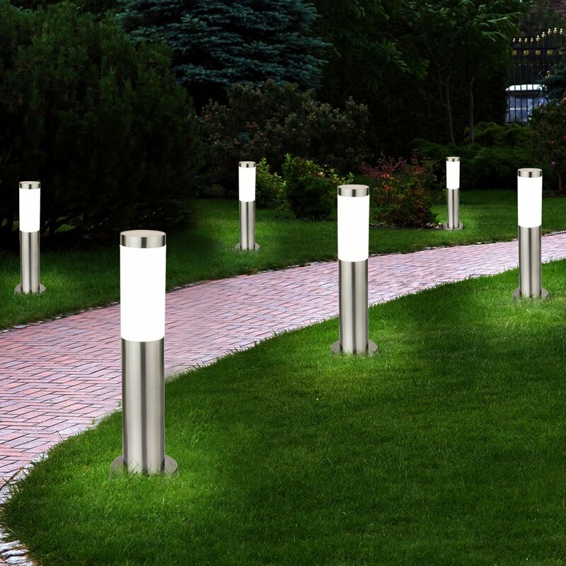 foto del prodotto etc shop set di 6 lampade da terra per esterni a led illuminazione del vialetto del cortile in acciaio inossidabile luci del percorso del giardino