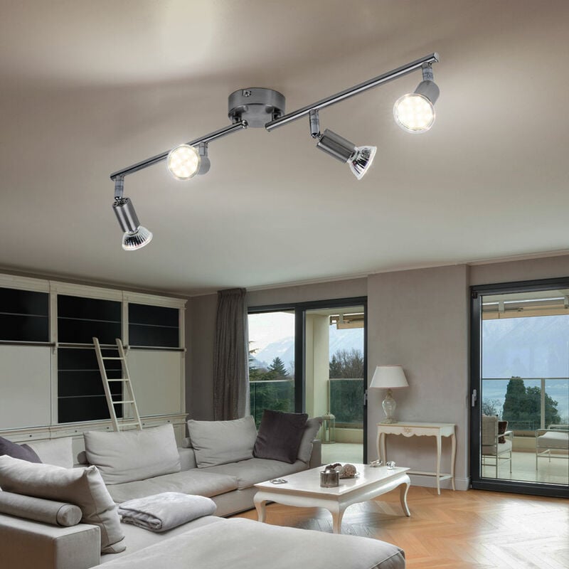 foto del prodotto etc shop spot bar led plafoniera soggiorno plafoniera 4 fiamme, metallo argento, 4x 3w 4x 280lm bianco caldo, l 60 cm