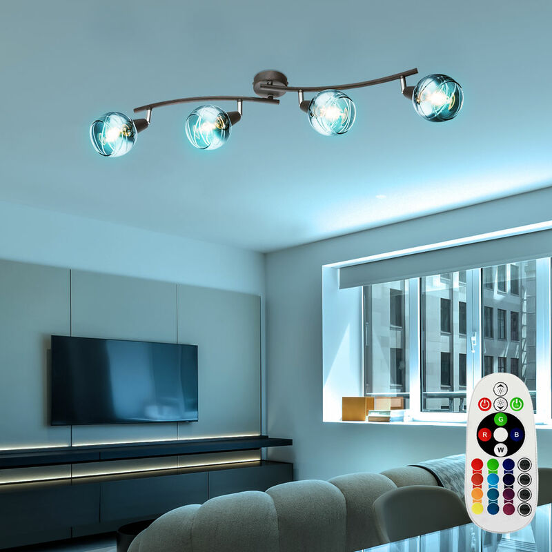 foto del prodotto etc shop spot light bar plafoniera dimmerabile lampada in vetro telecomando regolabile in un set di lampadine led rgb