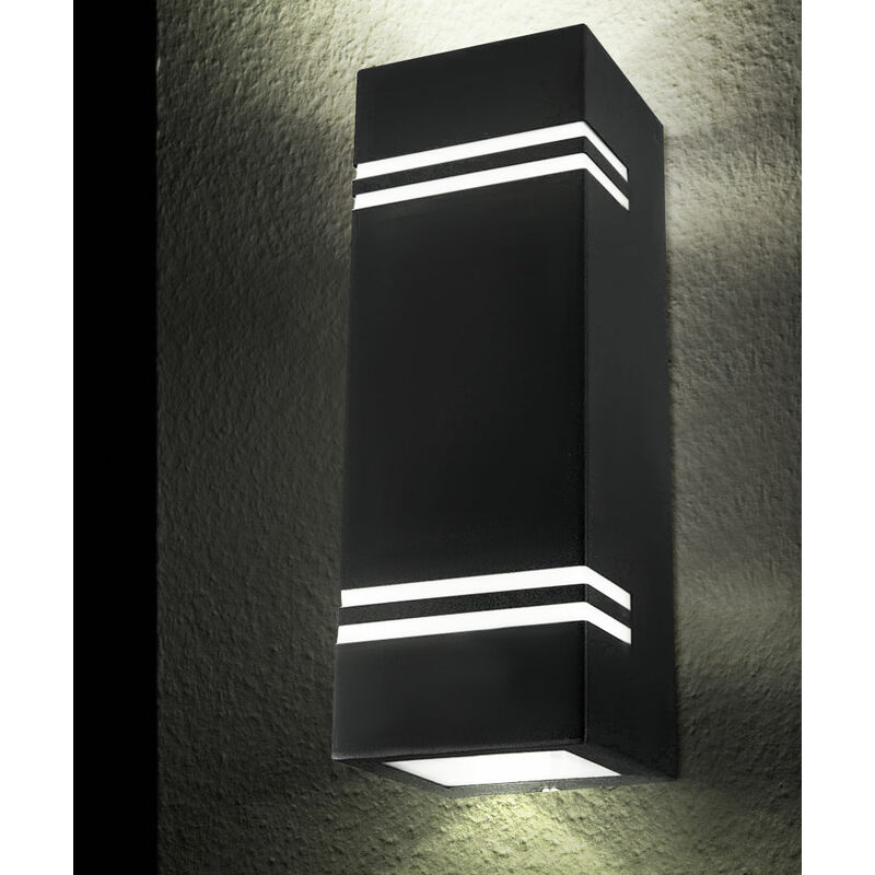 foto del prodotto etc shop up down lampada da parete in acciaio inox per esterni facciata faretti illuminazione cortile lampada da giardino nero