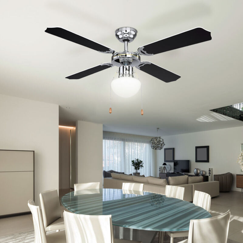 foto del prodotto etc shop ventilatore da soffitto a led con illuminazione ventilatore con interruttore a tirare, pale reversibili a 3 velocit , diametro 106,6 cm,