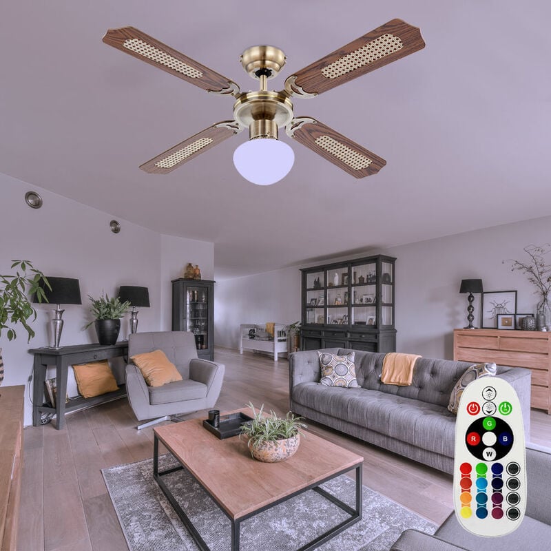 foto del prodotto etc shop ventilatore da soffitto a led con interruttore a tirare ventilatore lampada da soffitto telecomando ventilatore plafoniera dimmerabile,