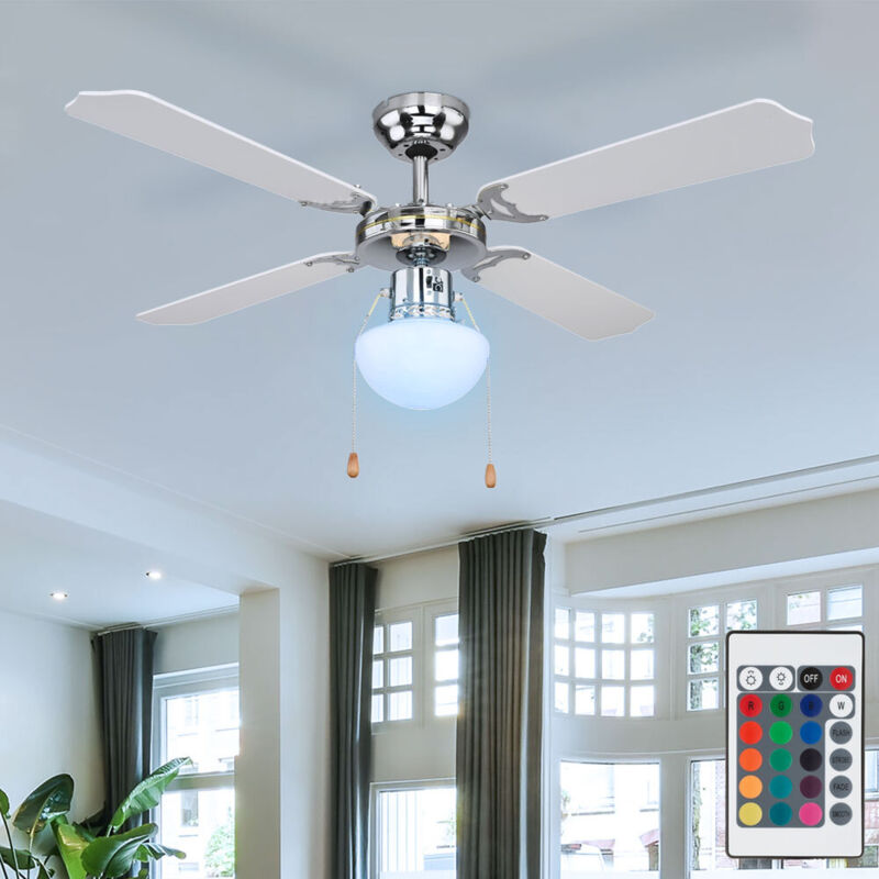 foto del prodotto etc shop ventilatore da soffitto con luce ventilatore con illuminazione lampada da soffitto, telecomando con cambio di colore a led rgb, pale