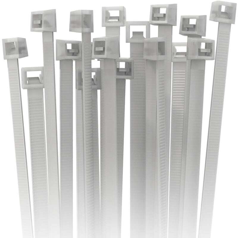 foto del prodotto etelec confezione 100 fascette stringicavo cablaggio fissaggio cavi tubi nylon colore bianco dimensioni 200 x 3,5 mm diametro 4 4