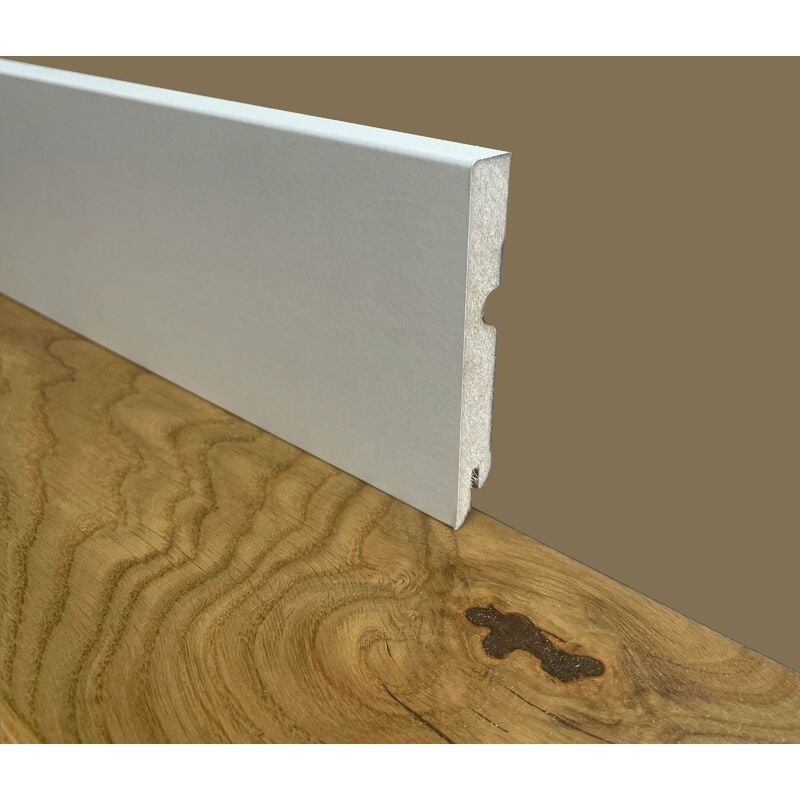 foto del prodotto eternal parquet bancale da 96 metri lineari battiscopa zoccolino squadrato in fibra di legno compatta 95x15 bianco