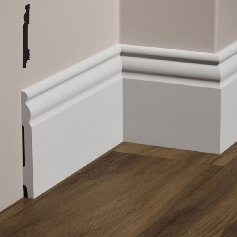 foto del prodotto eternal parquet battiscopa ducale in polimeri feelingwood hd 150x18mm bianco prezzo al metro 