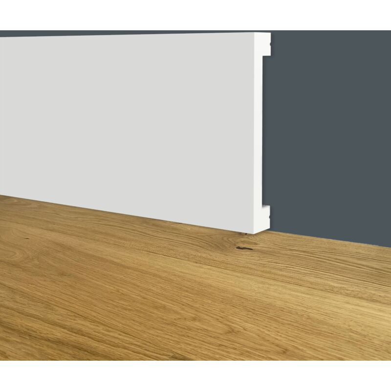 foto del prodotto eternal parquet battiscopa squadrato bianco passacavo 60x10x2000mm in polimeri polistrutturato