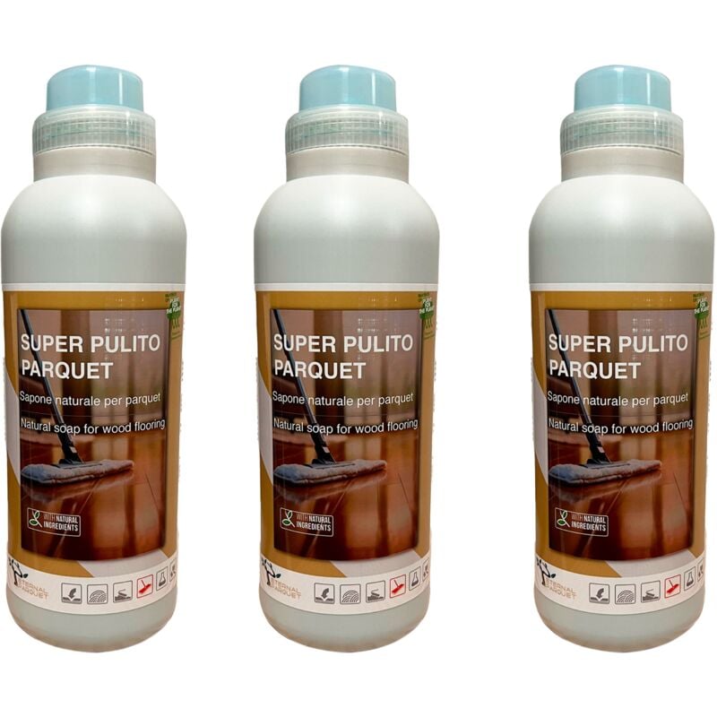 foto del prodotto eternal parquet il n1 super pulito parquet rivoluzionario detergente naturale a ph neutro e protettivi formulato per parquet di 3 flaconi da 1