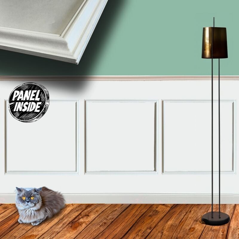 foto del prodotto eternal parquet kit 2ml di boiserie in legno massiccio 200x100cm laccato bianco inclusi pannelli 60x60cm