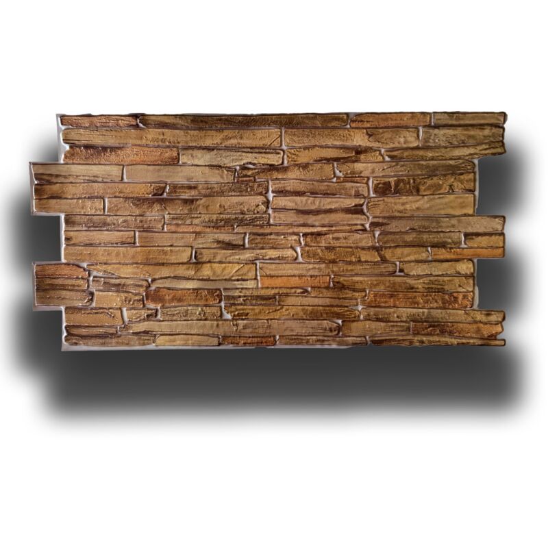 foto del prodotto eternal parquet pacchi da 10 o 20 pannelli 3d rivestimento a parete in pvc effetto pietra brown 96x48cm realistici, isolanti pacco da 10 pannelli