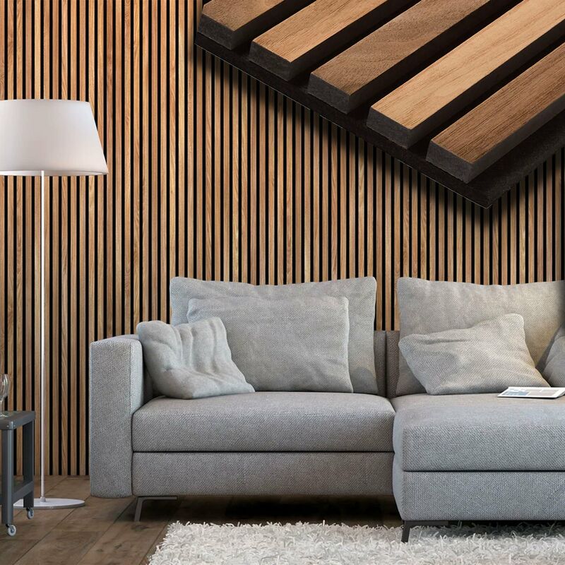 foto del prodotto eternal parquet pannello acustico feltro e fibra di legno lamelli millerighe rovere antico 120x34x1,5