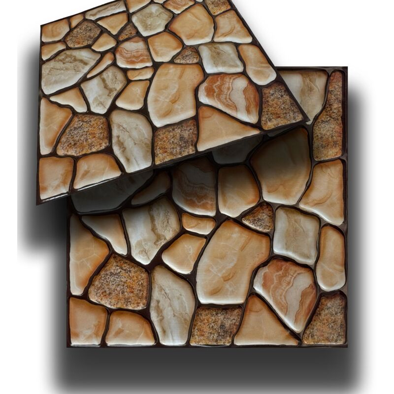 foto del prodotto eternal parquet - piastrelle 3d a rilievo autoadesive in pvc 30x30cm pietra, mattoni, marmo. idrorepellenti-sassi beige 30x30cm
