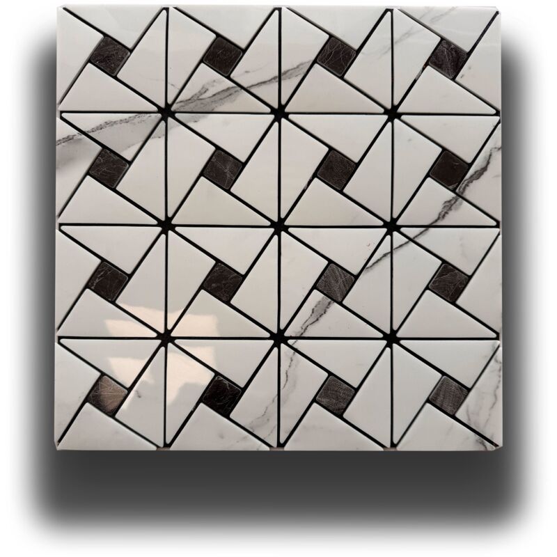 foto del prodotto eternal parquet - piastrelle 3d autoadesive in pet acustiche e isolanti 30x30cm 4mm spessore trapezi carrara