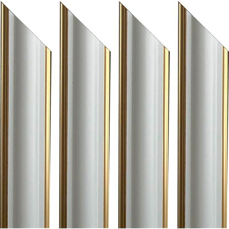foto del prodotto eternalparquet 4 barre intere pretagliate ad angolo per bugna boiserie in polimeri linea gold doppio filo oro ral 9010 varie dimensioni 4 barre