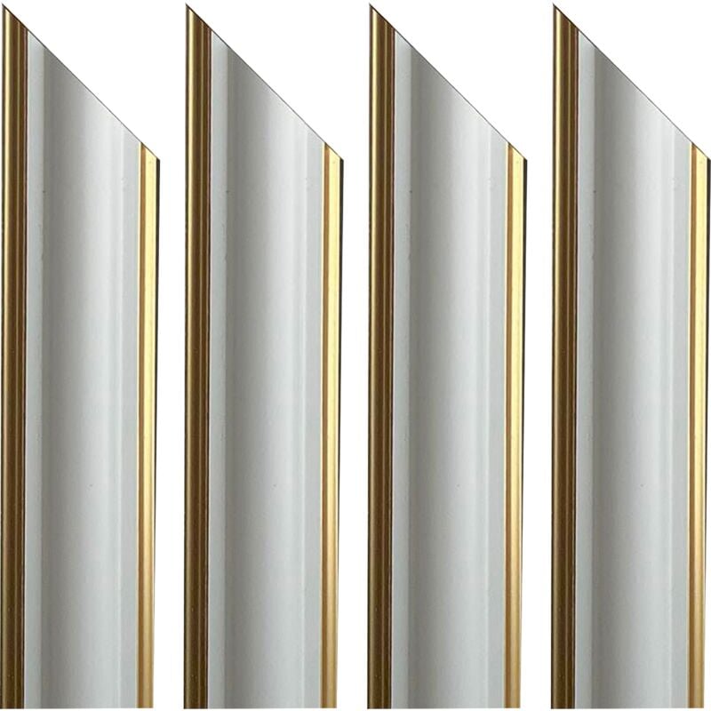 foto del prodotto eternalparquet 4 barre intere pretagliate ad angolo per bugna boiserie in polimeri linea gold doppio filo oro ral 9010 varie dimensioni 4 barre