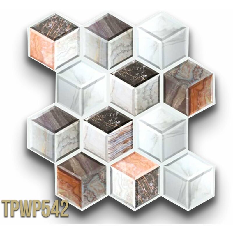 foto del prodotto eternalparquet pacco da 4 pannelli 3d autoadesivi in pvc 30x30cm vari decori ultrarealistici ideali per bagni e cucine cubi di marmo tpwp542