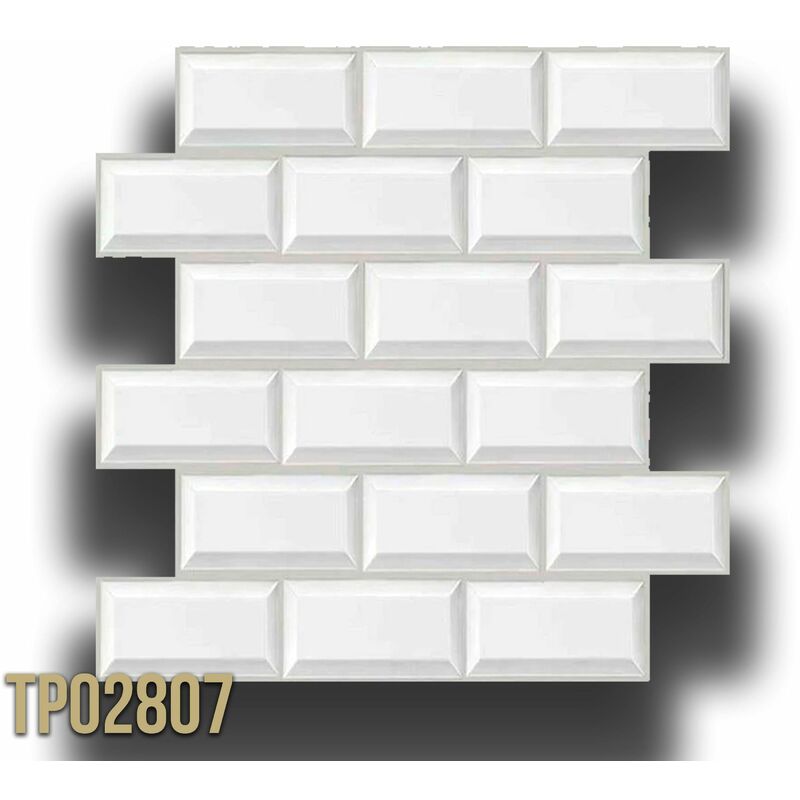 foto del prodotto eternalparquet pacco da 4 pannelli 3d autoadesivi in pvc 30x30cm vari decori ultrarealistici ideali per bagni e cucine piastrelle bianche tp02807