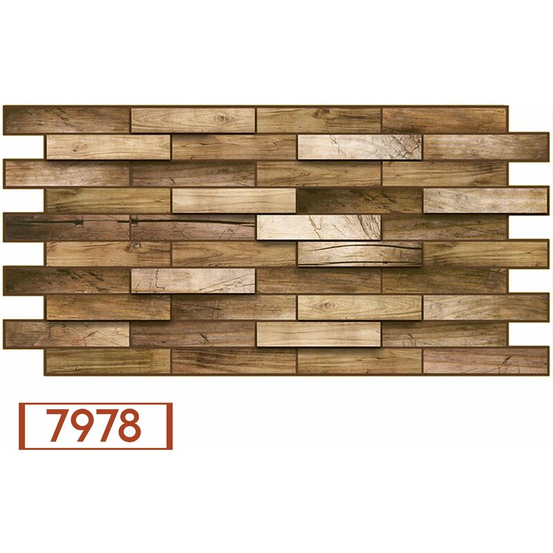 foto del prodotto eternalparquet pannelli 3d rivestimento a parete in pvc effetto pietra, mosaico, legno realistici e isolanti. 7978 mis. 980x480mm 