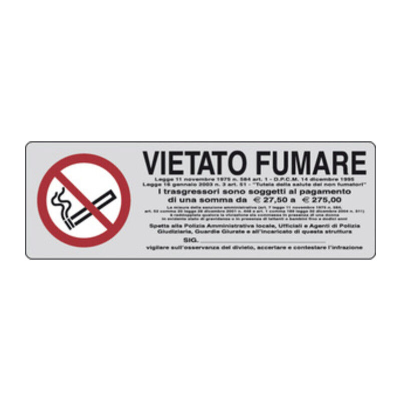 foto del prodotto etichetta adesiva 150x50 vietato fumare l.311 1. prezzo per 1 pezzo.