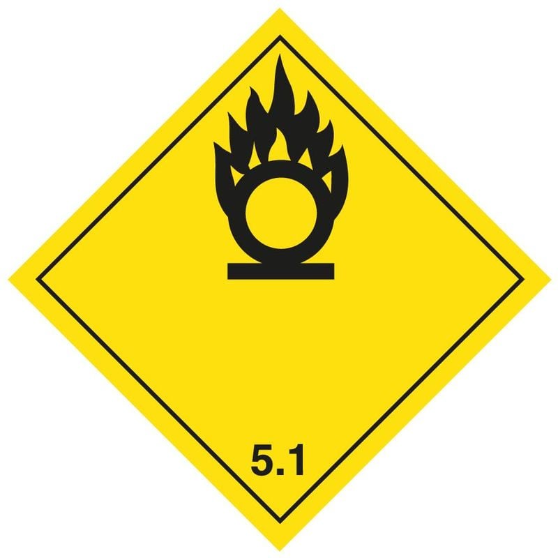 foto del prodotto etichetta autoadesiva o supporto alluminio a.d.r divisione 5.1 per materie comburenti 300x300mm modello pvc adesivo