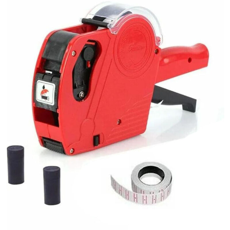 foto del prodotto etichetta, pistola per etichette, 1 riga, 8 caratteri, kit pistola per etichette per prezzi al dettaglio con 1 rotolo di etichette e 2 cartucce di