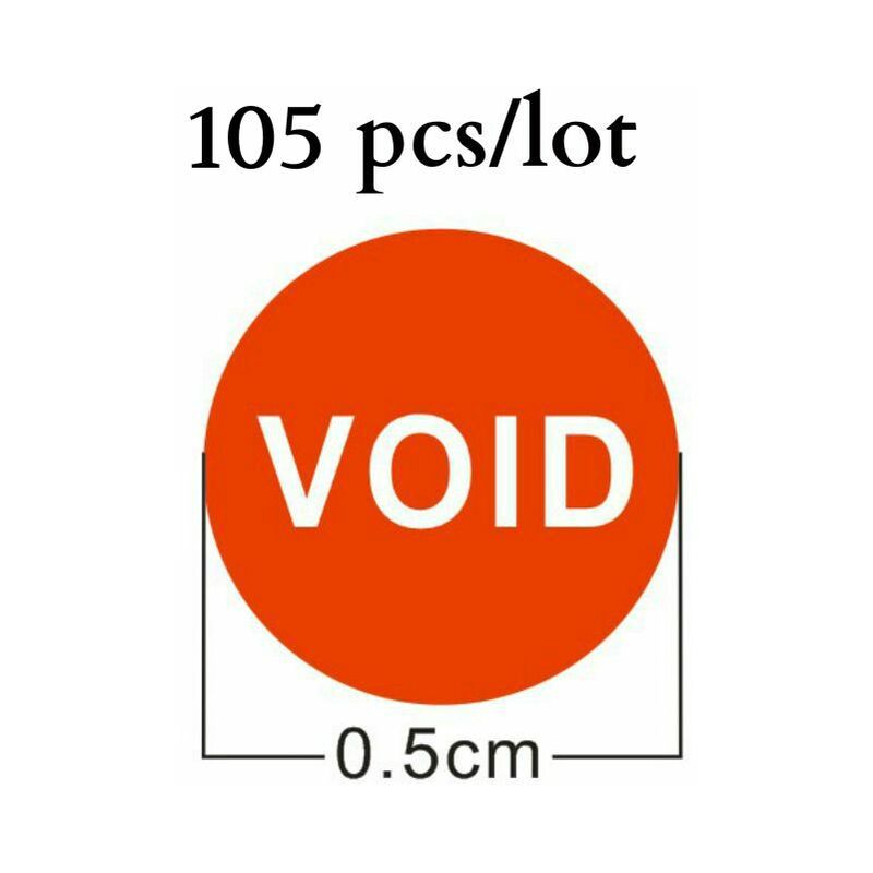 foto del prodotto etichette bollini adesivi arancione antimanomissione con sigillo di garanzia e scritta void 105 pezzi
