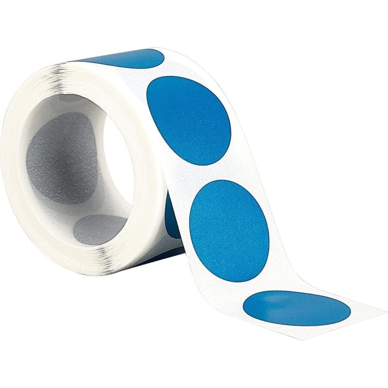foto del prodotto etichette rotonde adesive gratta e vinci da 500 pezzi rotolo blu bebusingoto