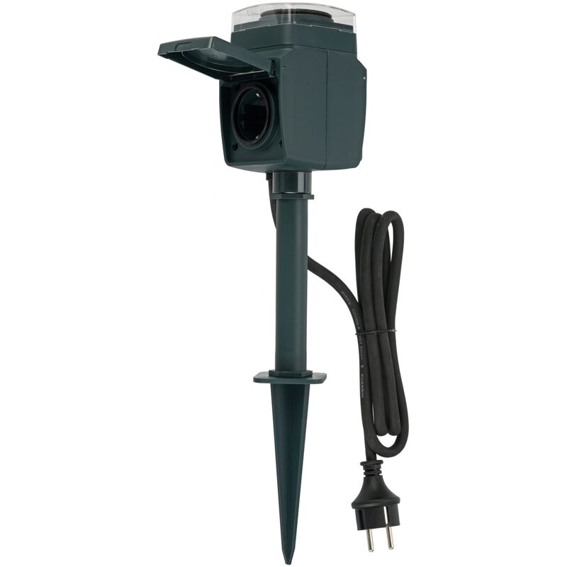 foto del prodotto ett rev 0595008555 presa da giardino a 2 prese, ip44, cavo da 1,5 m, max. 3500 w, 230 v, verde