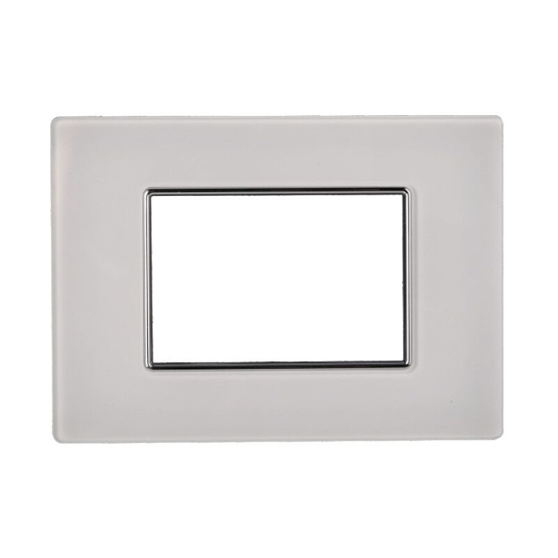 foto del prodotto ettroit an84301 placca 3p in vetro serie moon 3p colore bianco compatibile con bticino axolute