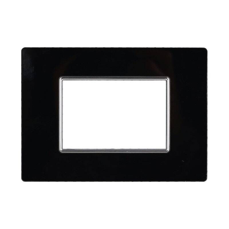 foto del prodotto ettroit an84302 placca 3p in vetro serie moon 3p colore nero compatibile con bticino axolute