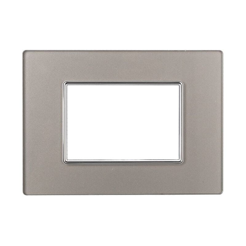 foto del prodotto ettroit an84306 placca 3p in vetro serie moon colore silver compatibile con bticino axolute