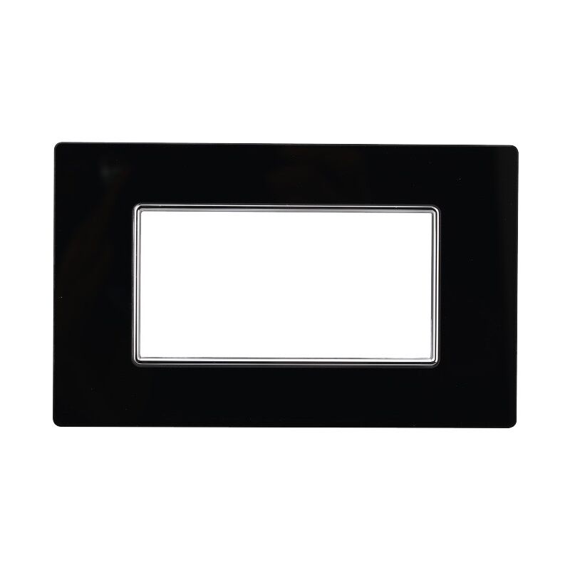 foto del prodotto ettroit an84402 placca 4p vetro serie moon colore nero compatibile con bticino axolute