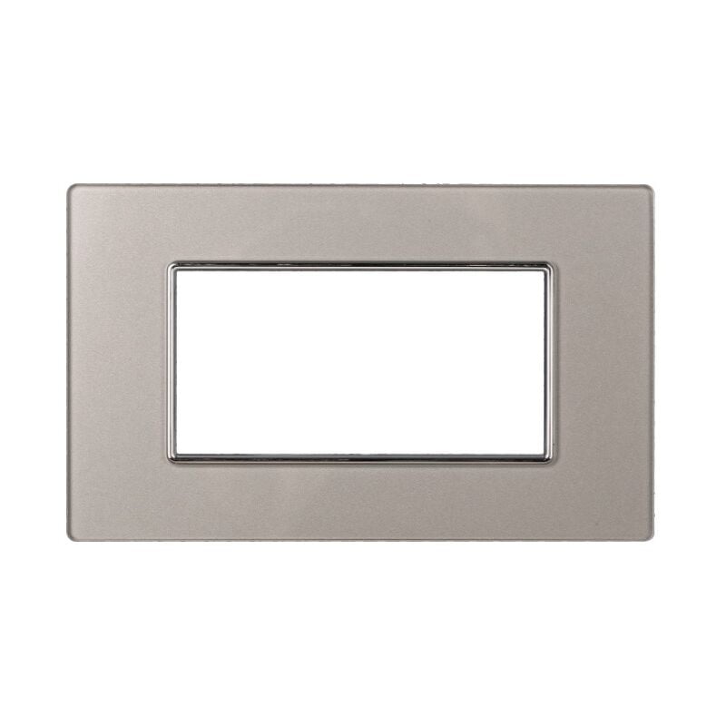 foto del prodotto ettroit an84406 placca in vetro 4p serie moon colore silver compatibile con bticino axolute