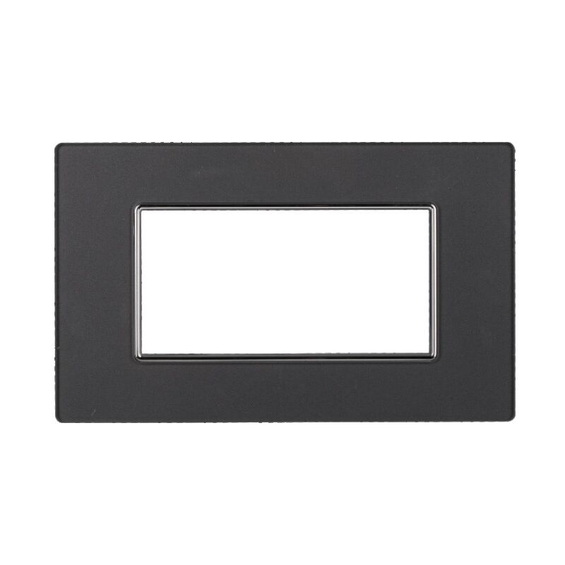 foto del prodotto ettroit an84410 placca 4p in vetro serie moon 4 posti colore acciaio scuro compatibile con bticino axolute