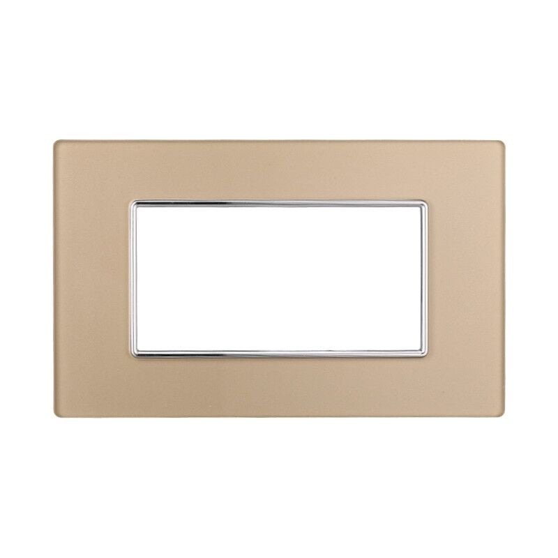 foto del prodotto ettroit an84411 placca in vetro 4p serie moon colore oro compatibile con bticino axolute