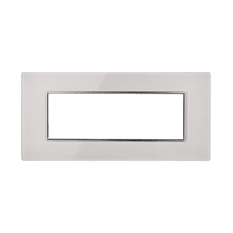 foto del prodotto ettroit an84601 placca in vetro 6p serie moon colore bianco compatibile con bticino axolute