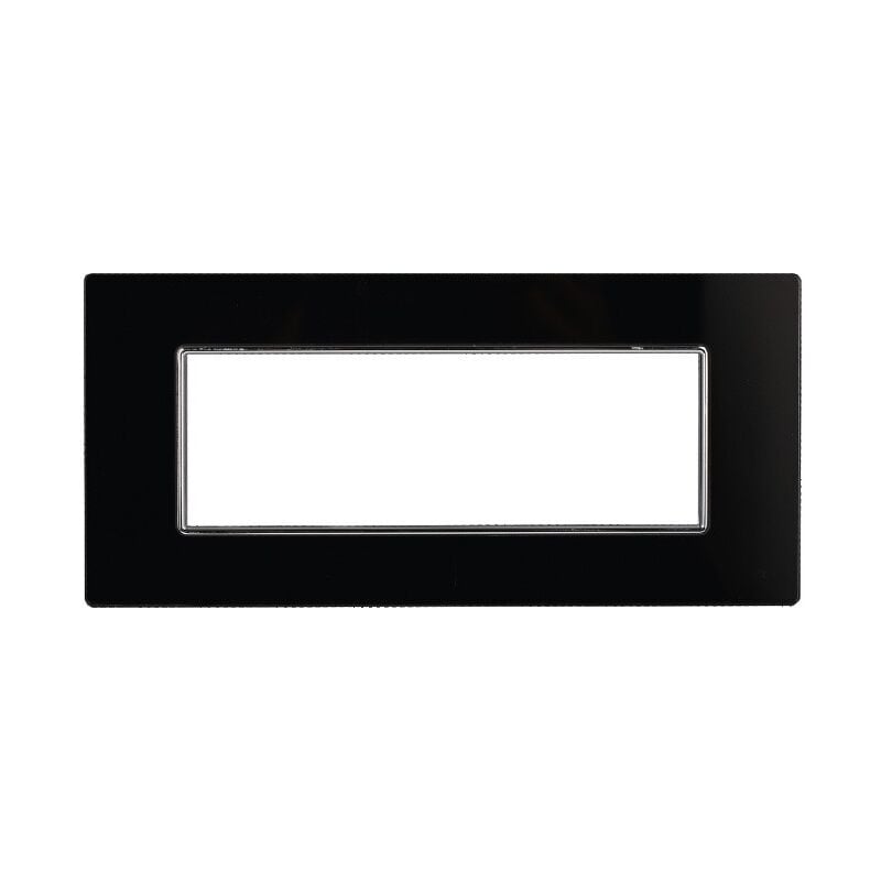 foto del prodotto ettroit an84602 placca in vetro serie moon 6p colore nero compatibile con bticino axolute