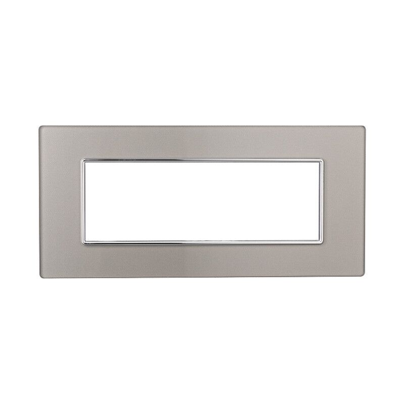 foto del prodotto ettroit an84606 placca vetro serie moon 6p silver compatibile con bticino axolute