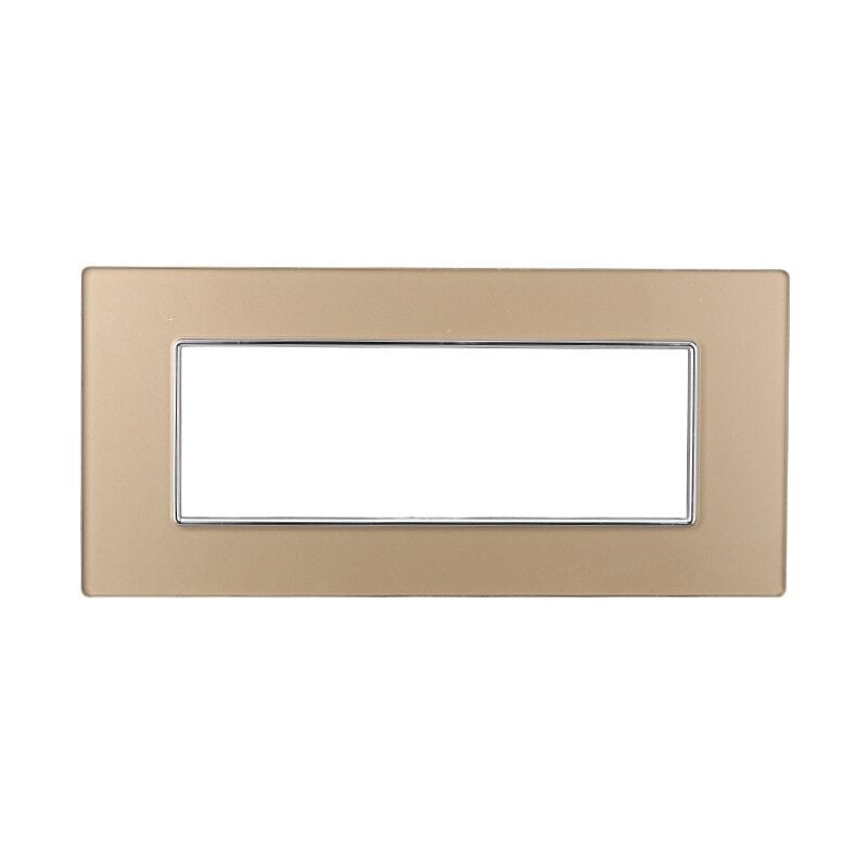 foto del prodotto ettroit an84611 placca vetro serie moon 6p colore oro compatibile con bticino axolute