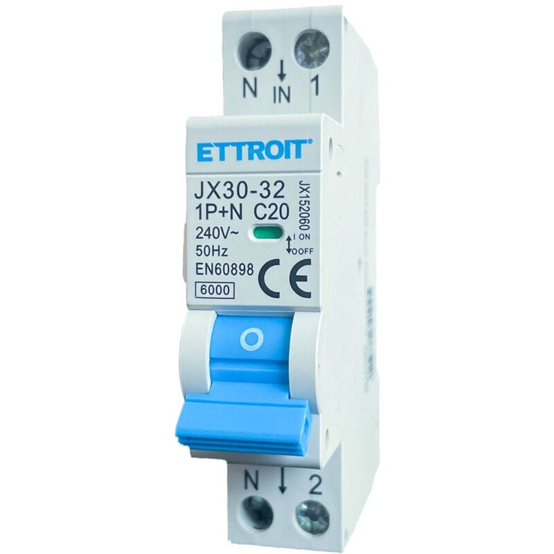 foto del prodotto ettroit interruttore magnetotermico 1p n 20a 220v 6ka jx152060